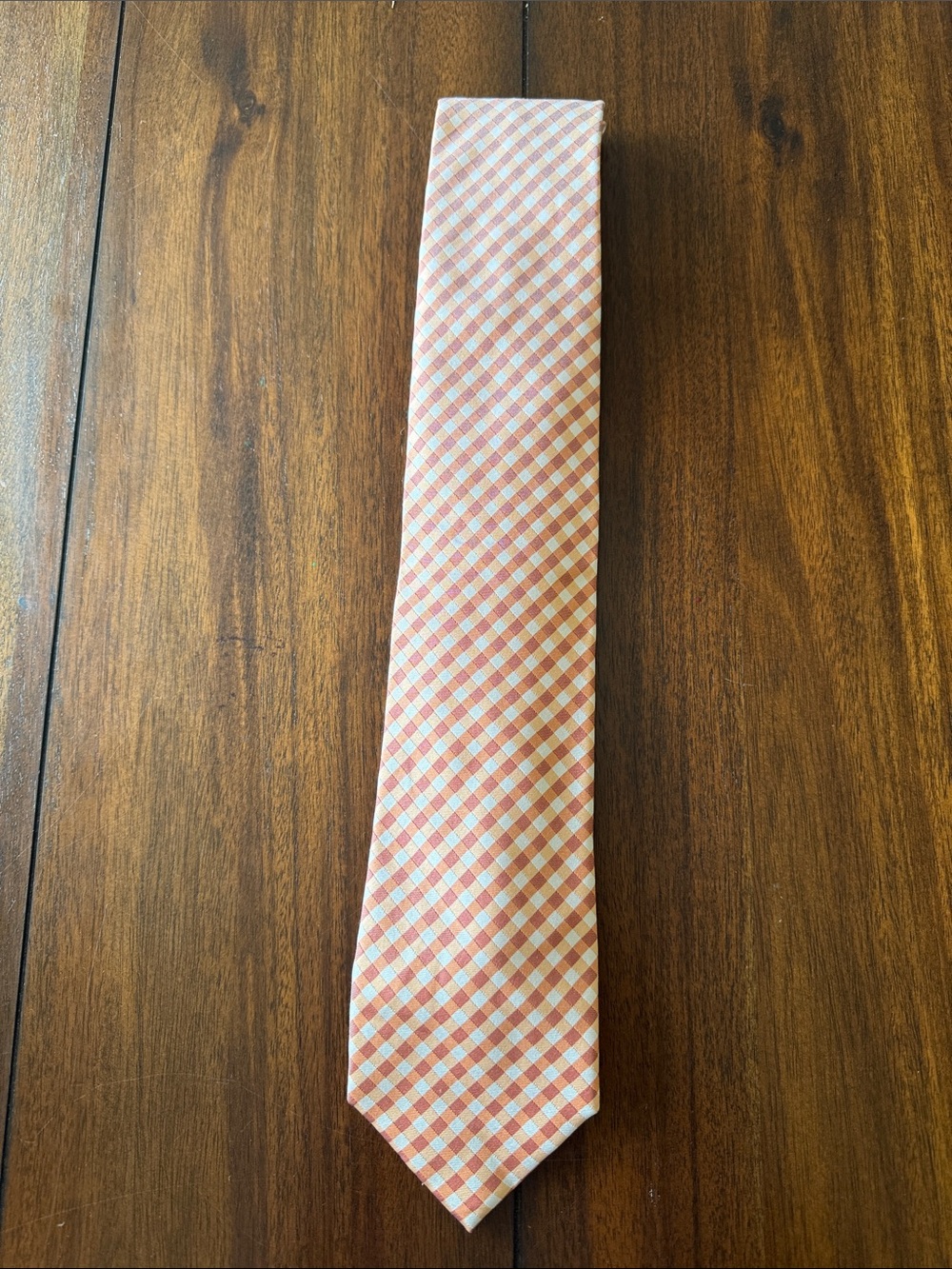 Geoffrey Beene Pink and White Gingham Men's Tie silk